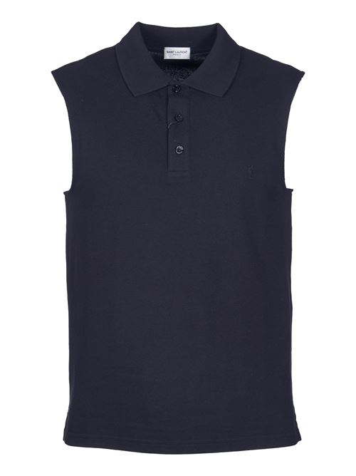 SLEEVELESS POLO SHIRT SAINT LAURENT | 775377Y37HC1000